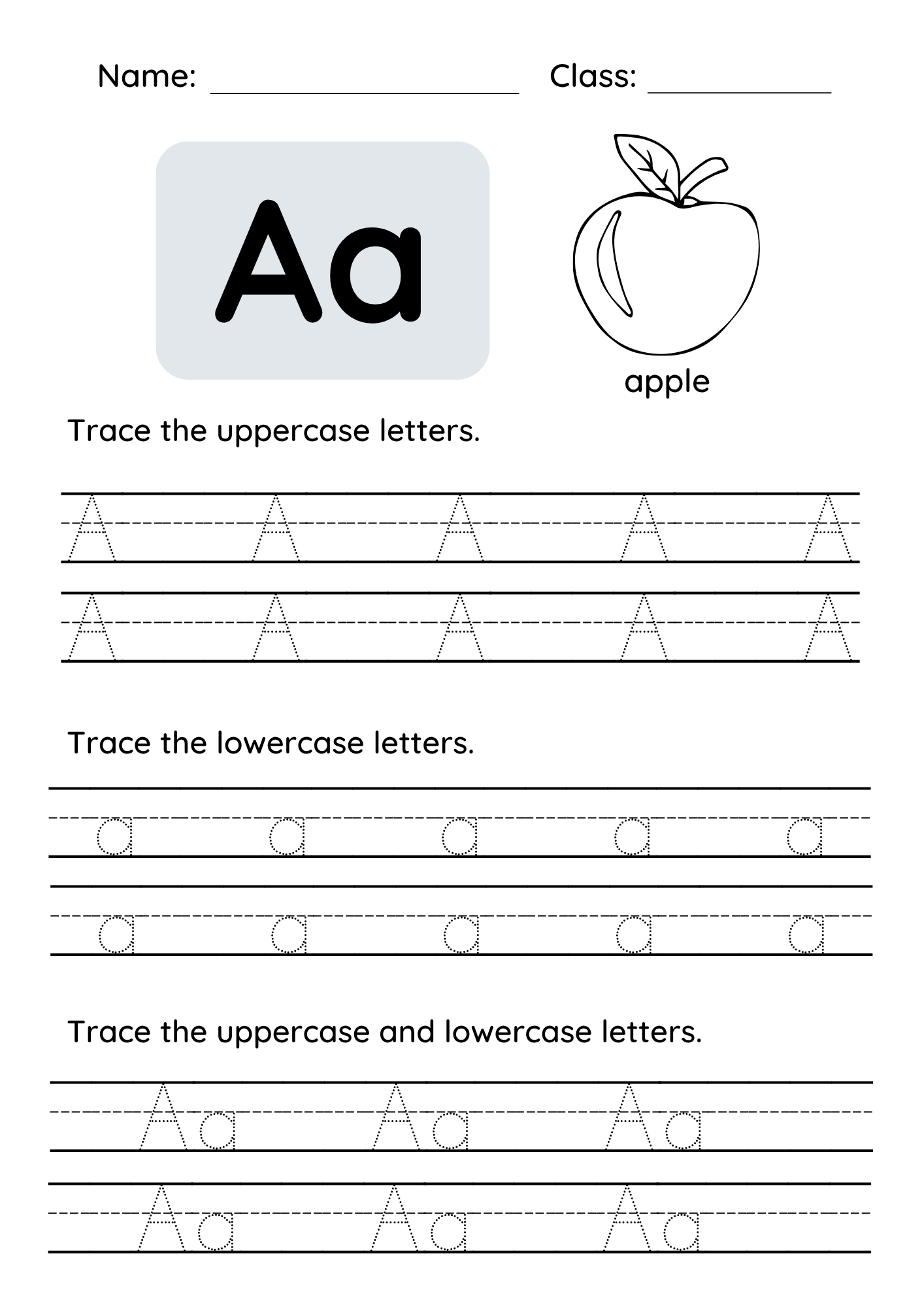 Free letter tracing worksheet for kids - Letter A printable