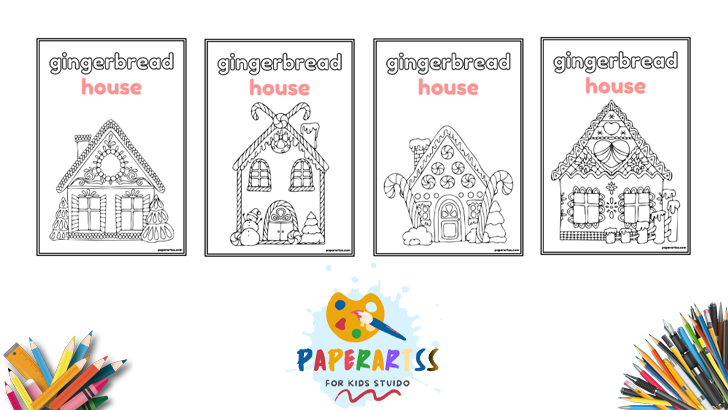 Gingerbread House Christmas Coloring Pages Worksheet (Free Printables)